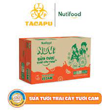 Nuvi sữa trái cây tươi vị cam 110ml, thùng 12 lốc