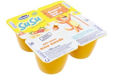 Sữa chua susu cho bé hương dâu chuối, lốc 4 hộp