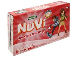 Nuvi dâu ép hộp 110ml, thùng 12 lốc