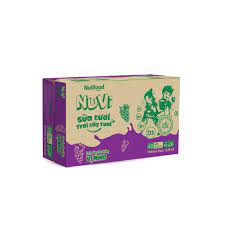 Nuvi sữa trái cây tươi vị nho 180ml, thùng 12 lốc