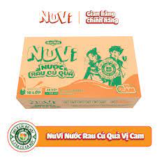 Nuvi nước rau củ quả 180ml vị cam, thùng 12 lốc