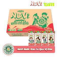 Nuvi nước rau củ quả 180ml vị dâu, thùng 12 lốc