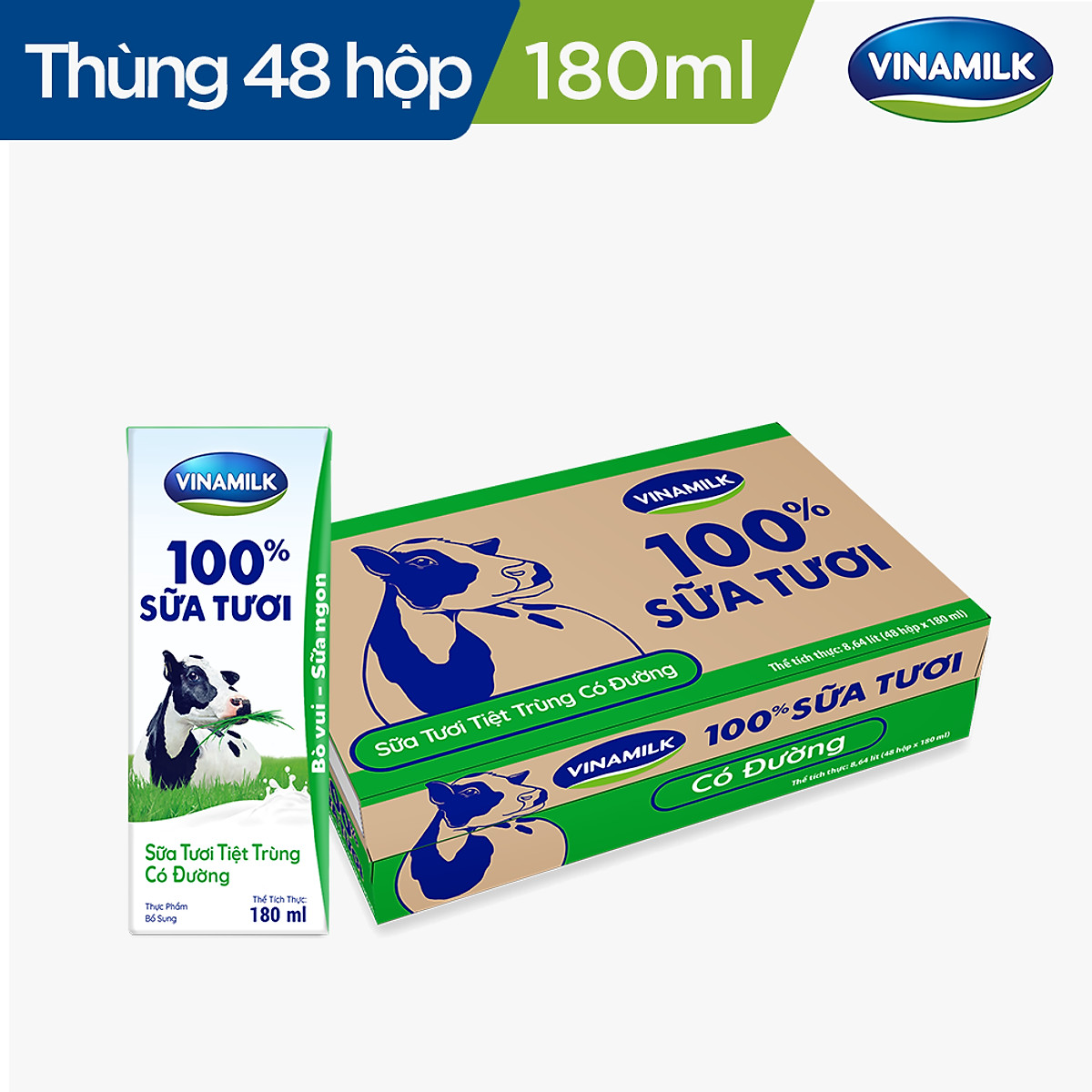 Sữa vinamilk 100% sữa tươi nguyên chất có đường